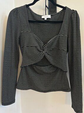 NWOT RIHOAS Black & White Striped Twist Front Cutout Top Size S boho summer